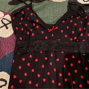 black and red lace heart slip cami dress. One size
